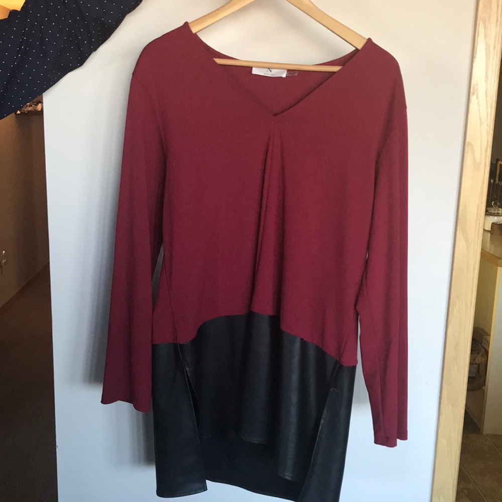 Fall! Natori tunic with faux leather border